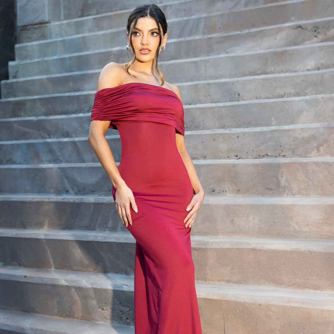 giulia maxi dress Giulia Chiffon Draped Maxi Dress / Purple | MESHKI
