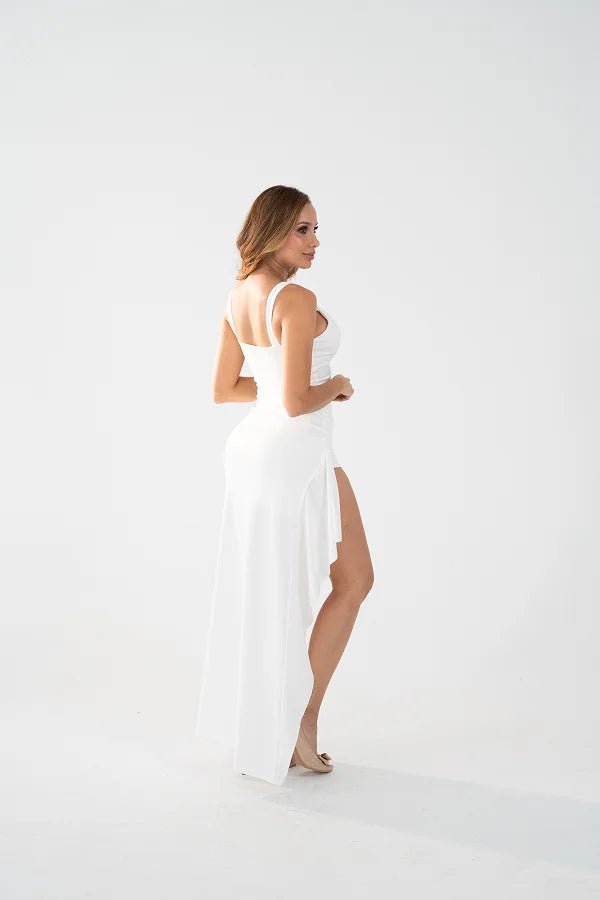 Cara Maxi Dress - Plunging V-Neck High Side Slit | Livira Fashion White / Xs Cara Maxi Dress - Plunging V-Neck High Side Slit | Livira Fashion White / Xs